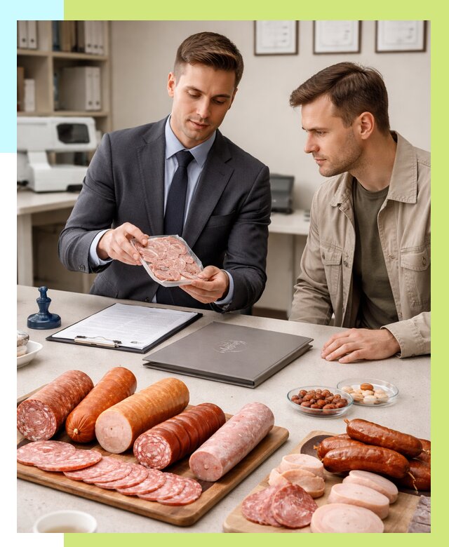 Сертификация колбасных изделий в Карпинске от 7701 р. | Алешин-Кпн