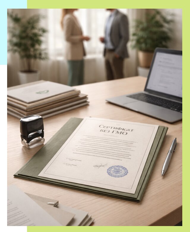 Сертификат без ГМО в Карпинске от 7701 р. оформить срочно Алешин-Кпн